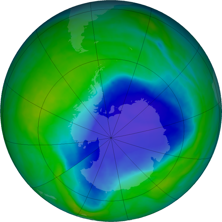 Antarctic ozone map for 26 November 2015